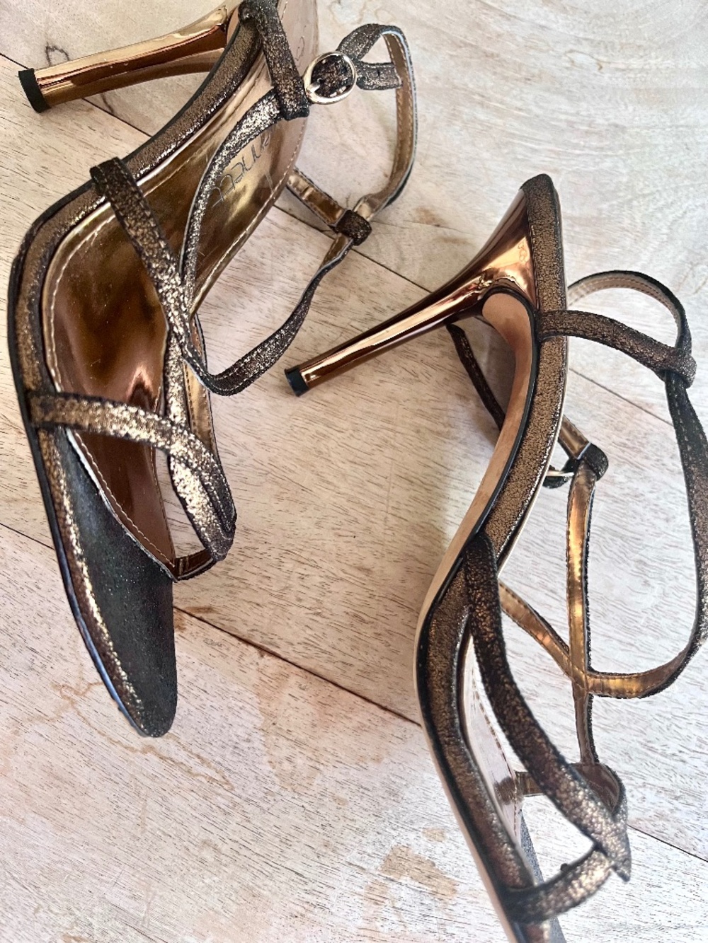 Metallic Bronze Strappy Heels Sandals Size 9M